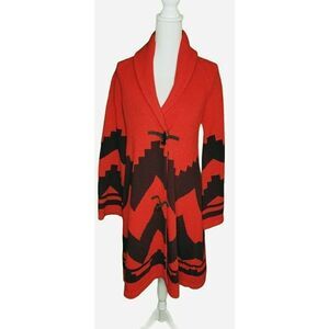 Elegant Red and Black Women's Cardigan Sweater